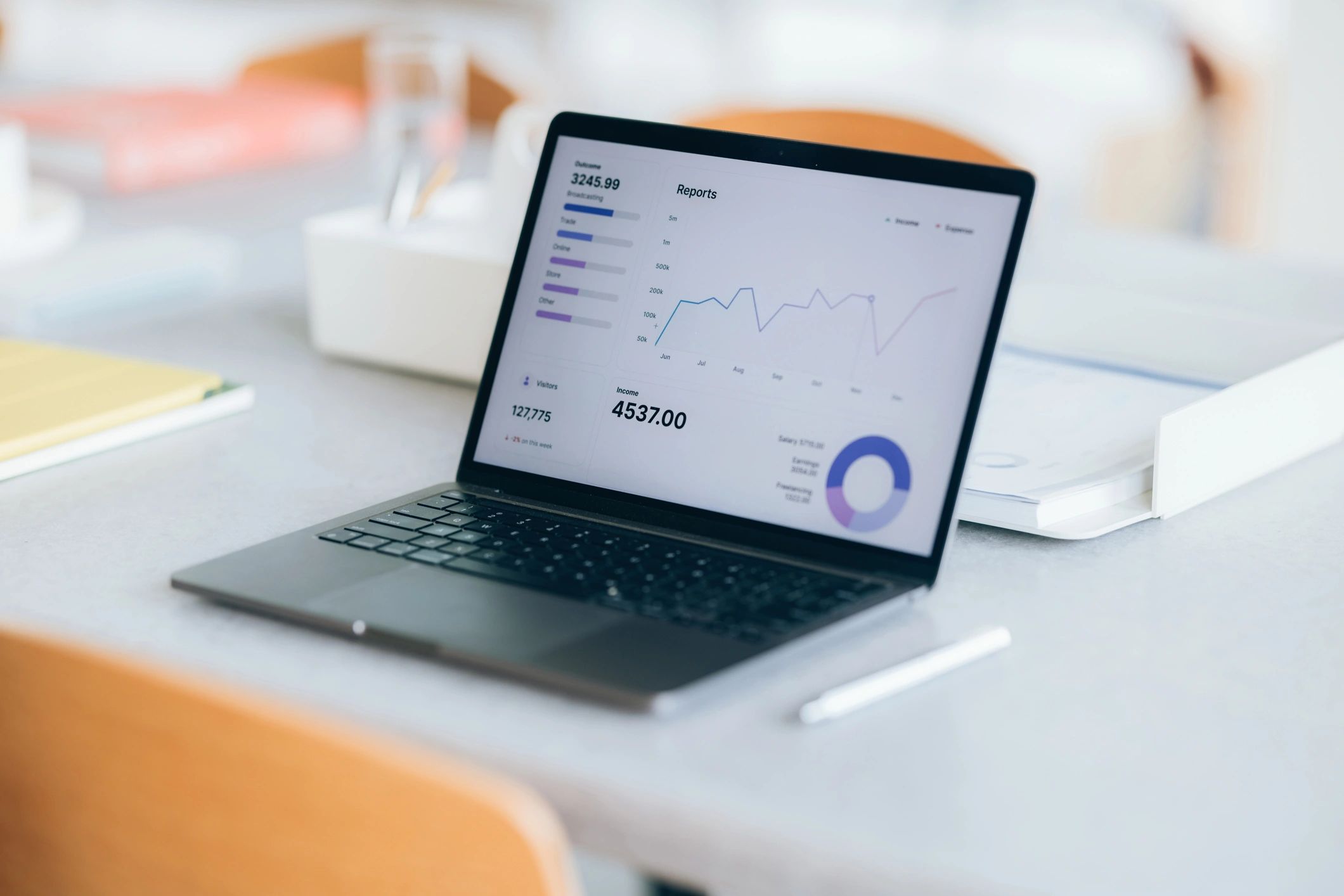 Laptop showing analytics and performance charts